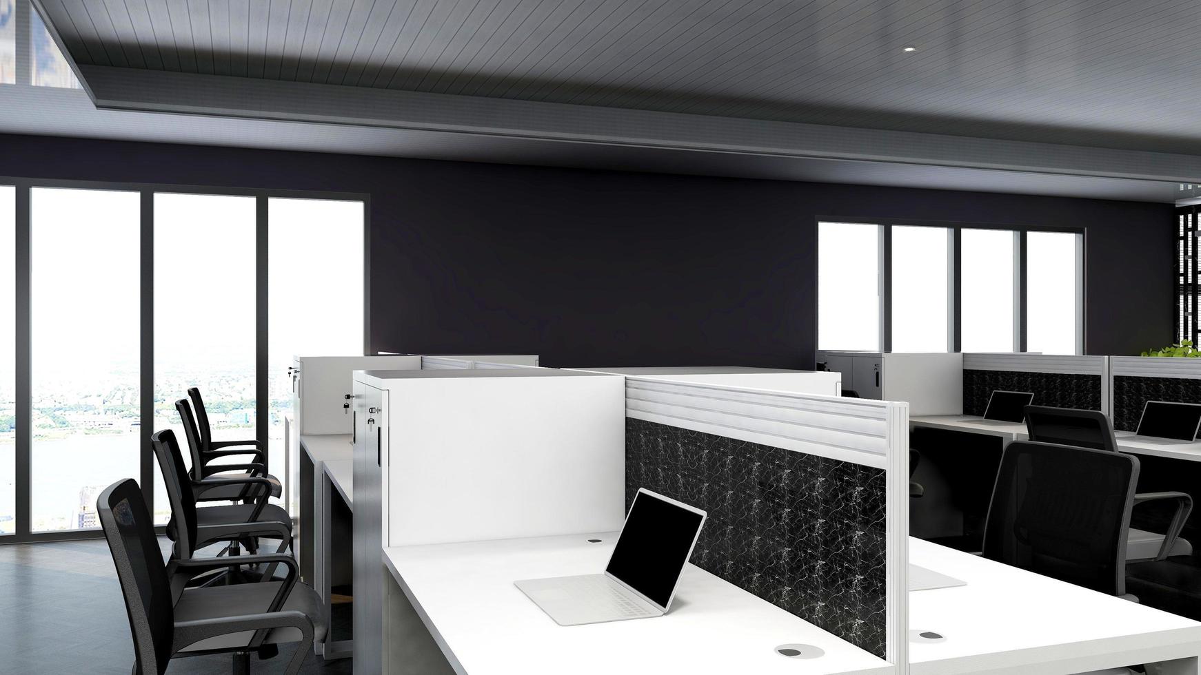 3D Render Office Workspace Modern Minimalist mockup photo