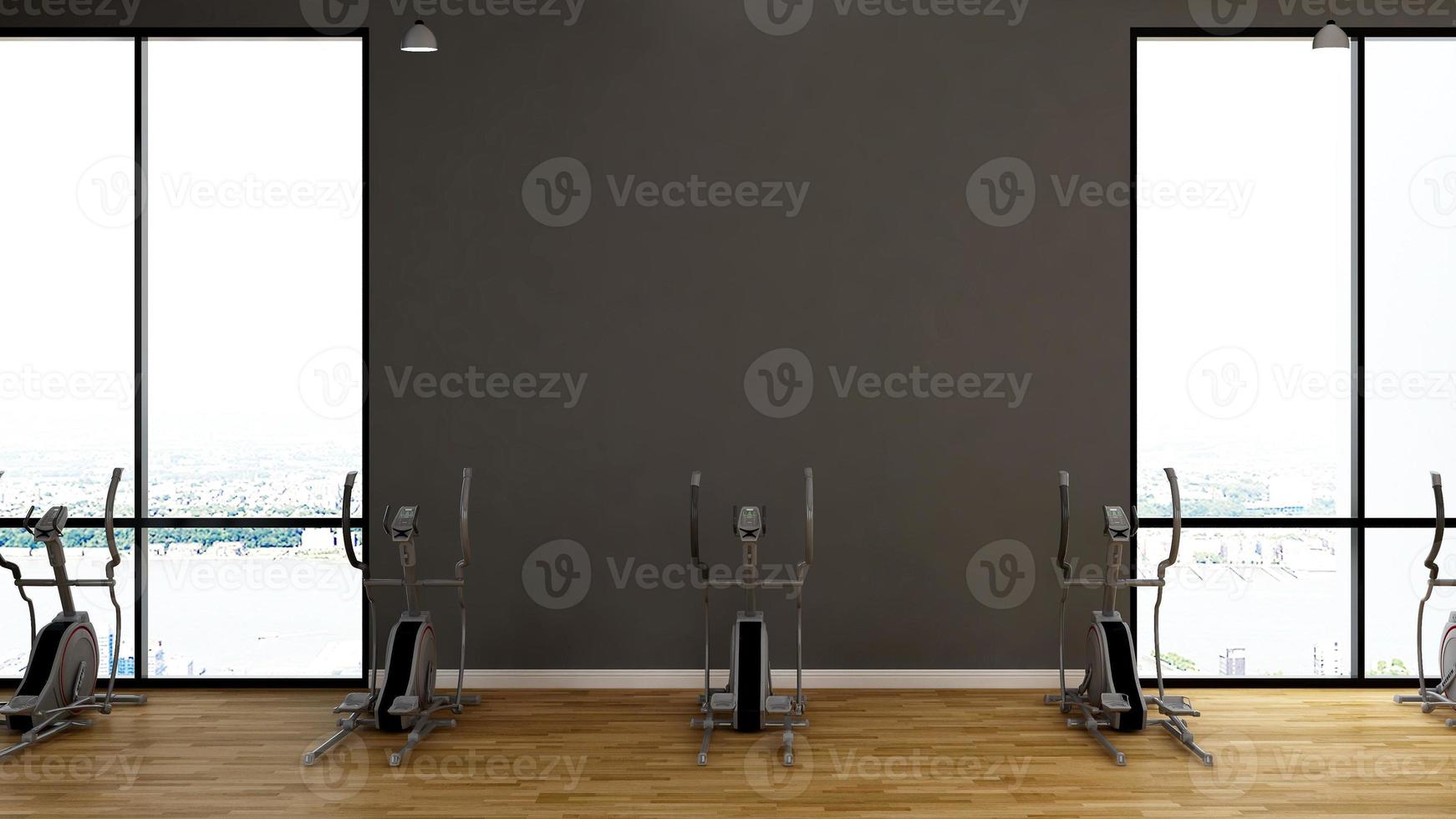 Modern gym interior design - modern minimalist concept in 3d render photo