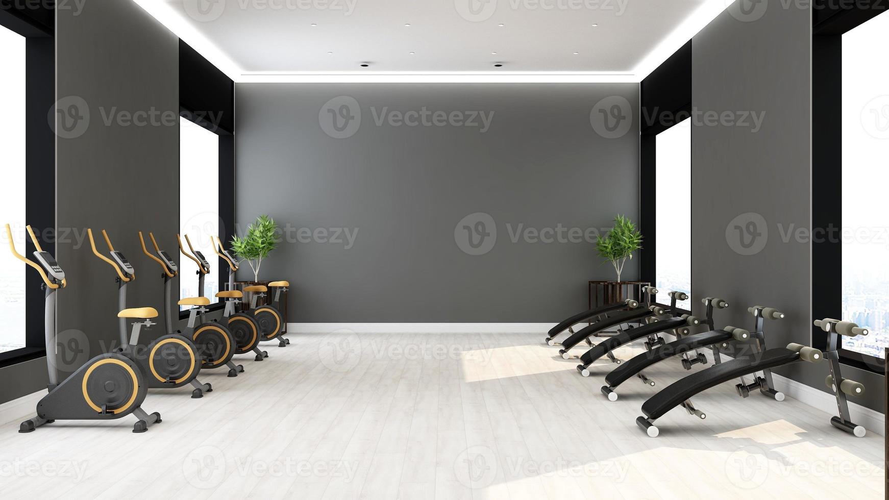 diseño de interiores de gimnasio moderno - concepto minimalista moderno en 3d foto