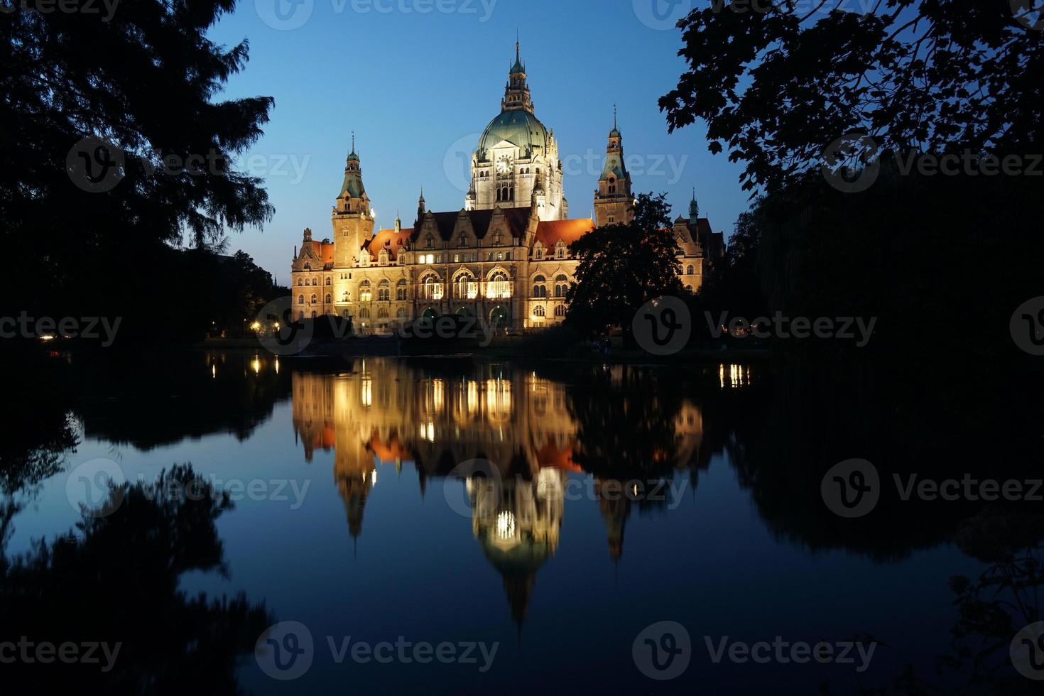 New City Hall in Hannover Germany at night photo