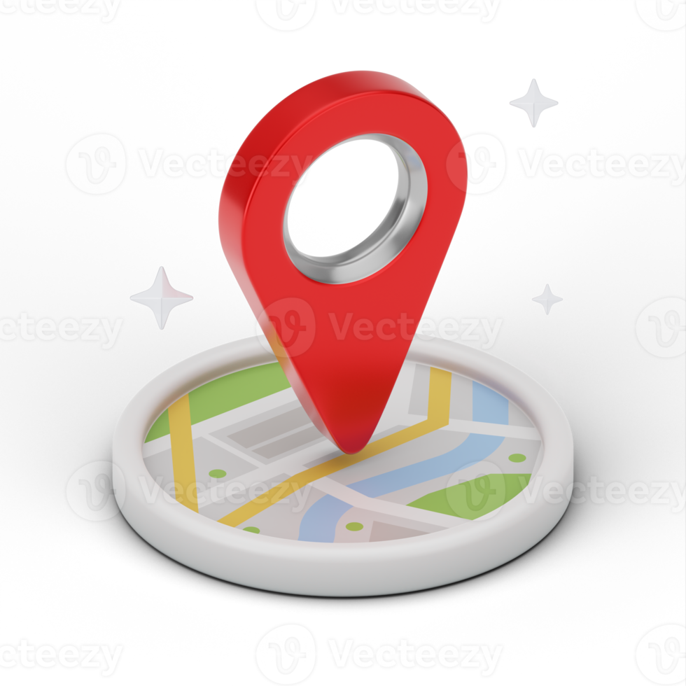 3D-Pin-Point-Karte gps. 3D-Rendering png