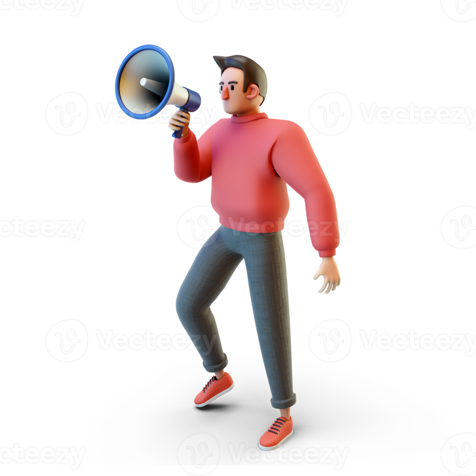 3D Character Boy doing marketing png