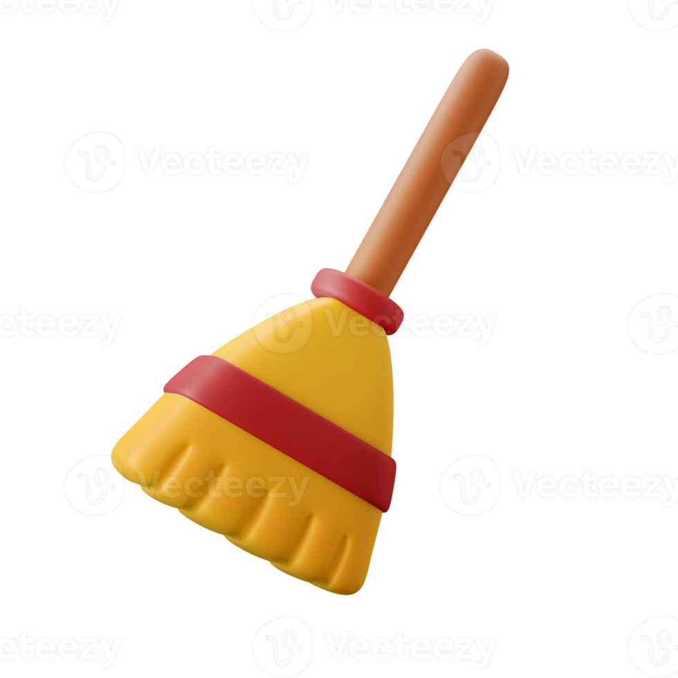 sweeper broom cleaning tool 3d icon illustration png