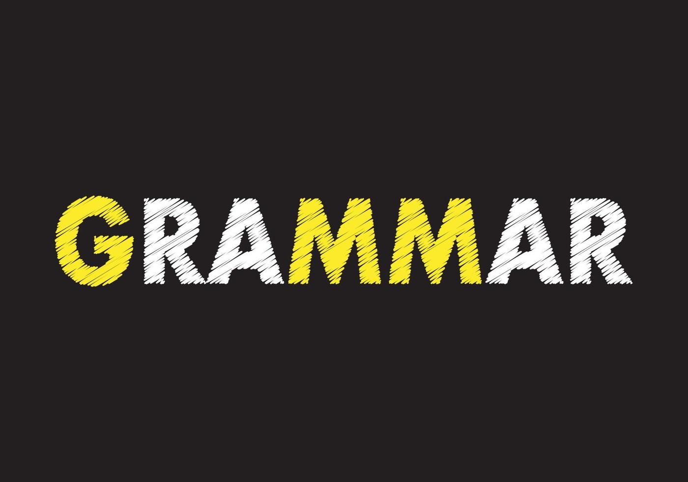 Grammar writing on black chalkboard. Education concept. vector