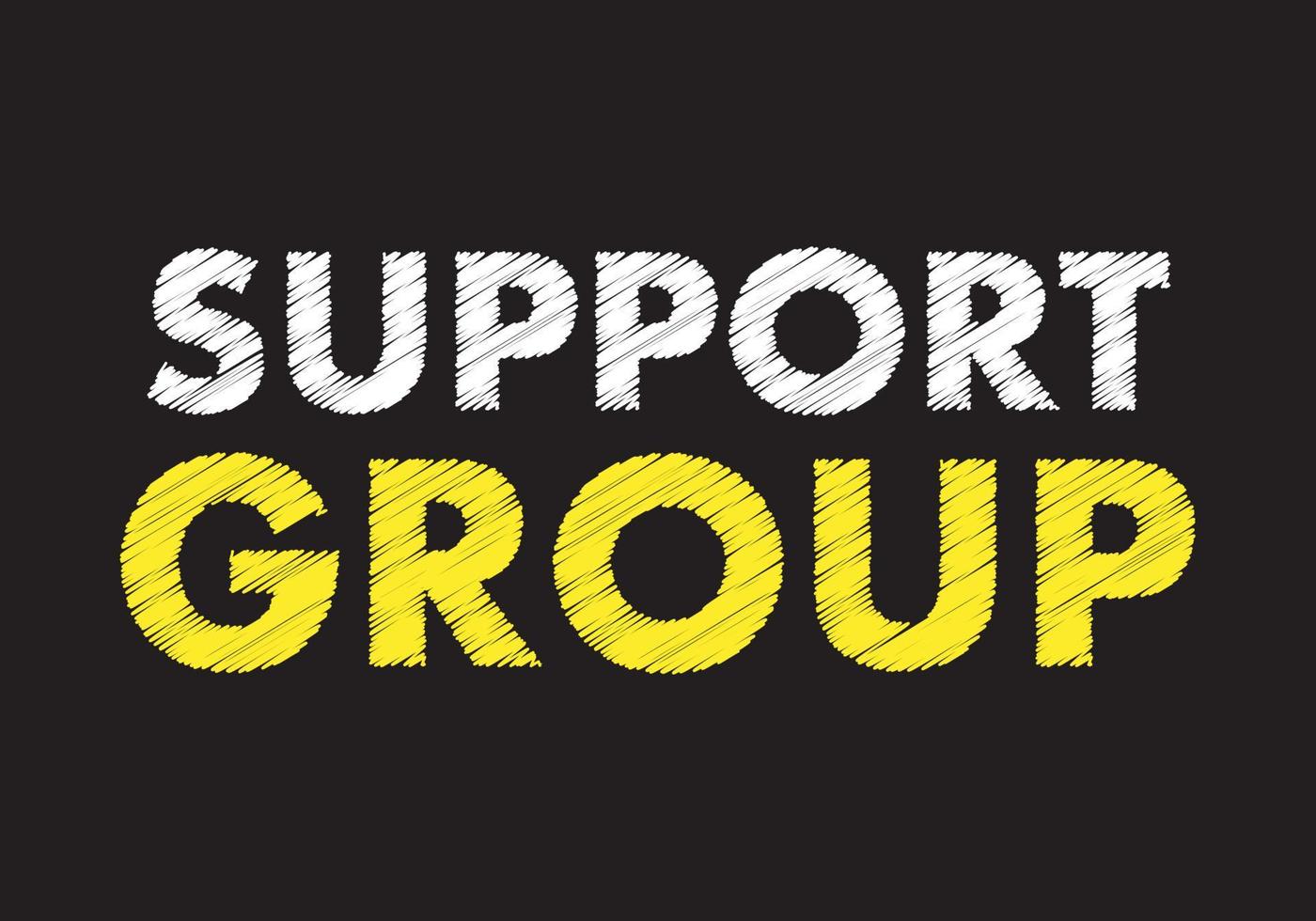 Support group writing text on black chalkboard. vector illustration