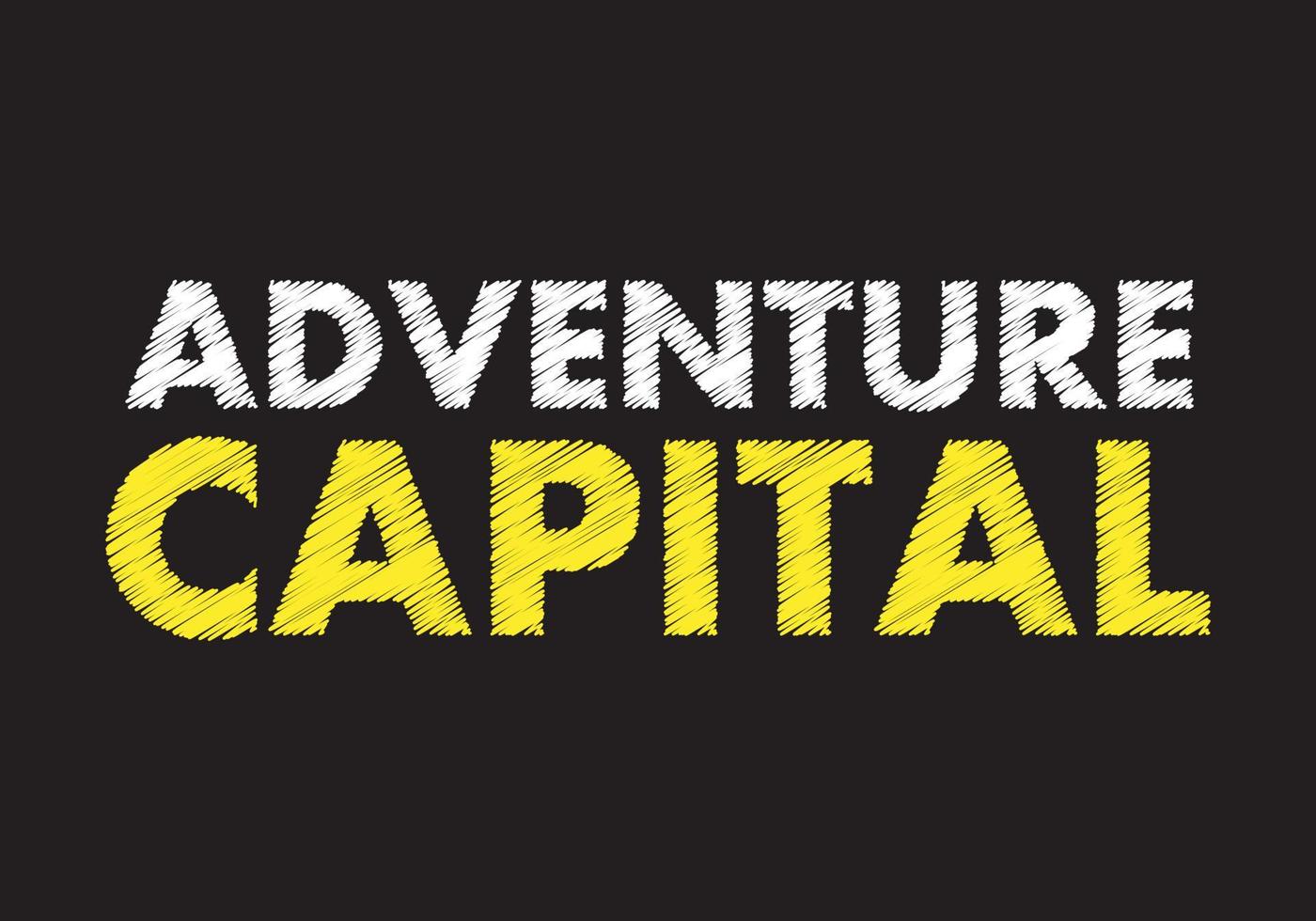 Adventure capital writing text on black chalkboard. vector illustration