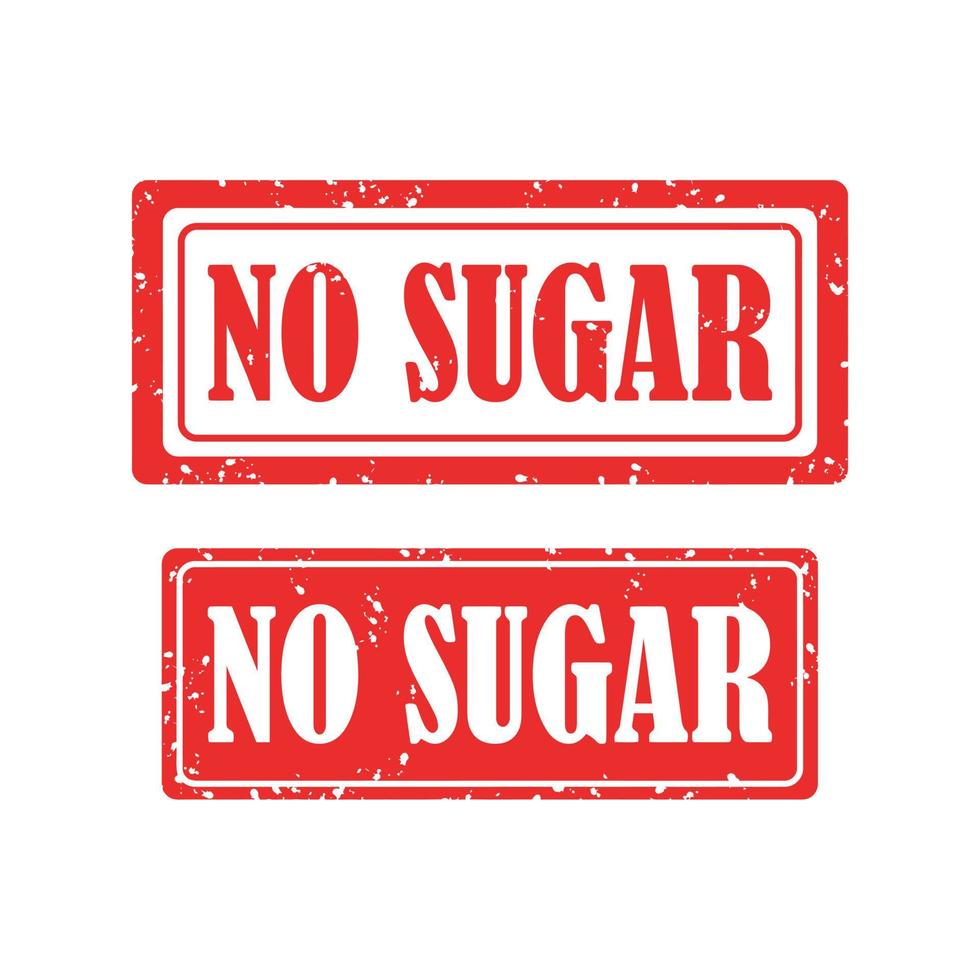 No sugar rubber stamp set on white background. vector illustration