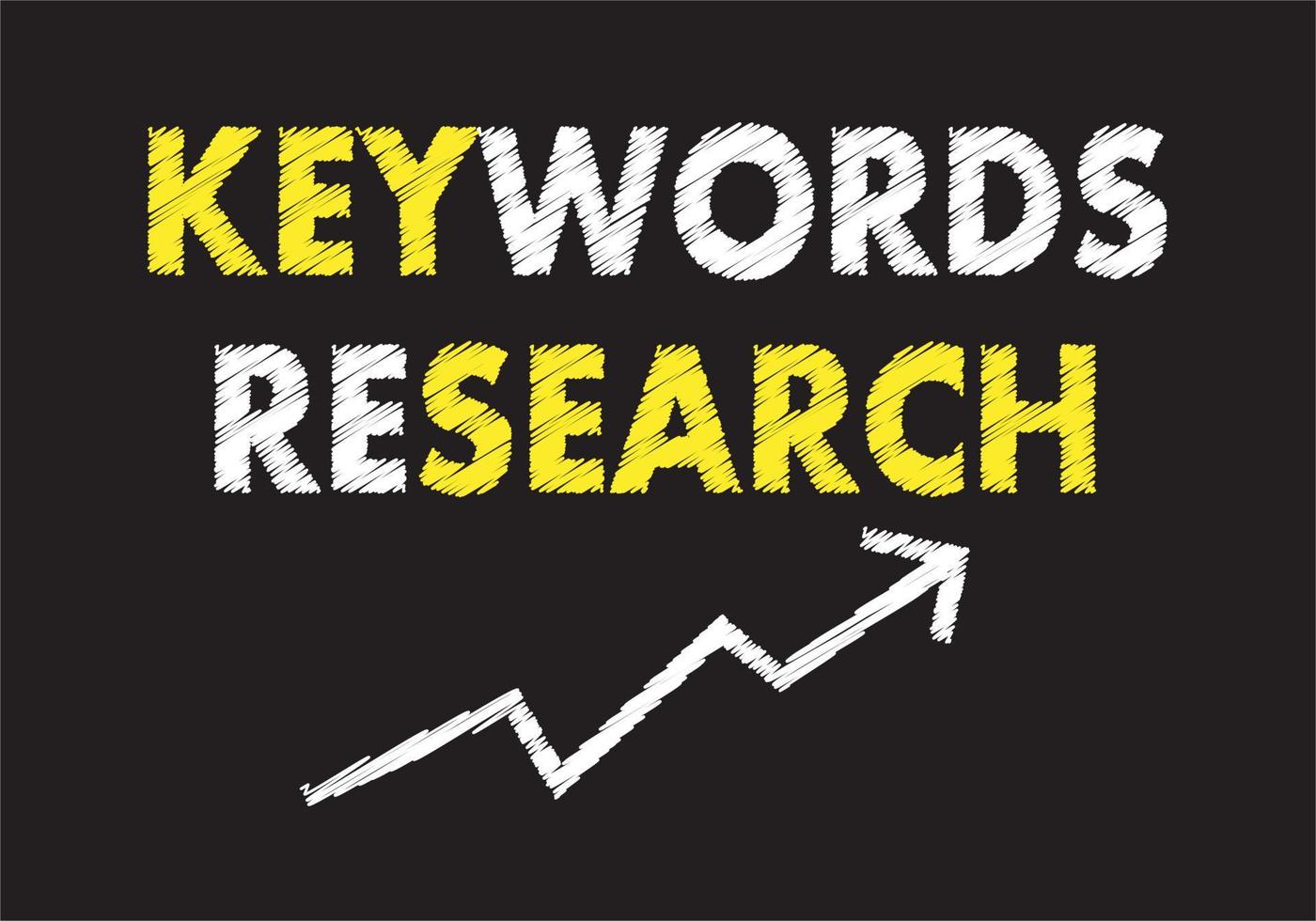investigación de palabras clave escribiendo texto en pizarra negra. concepto de tecnología vector