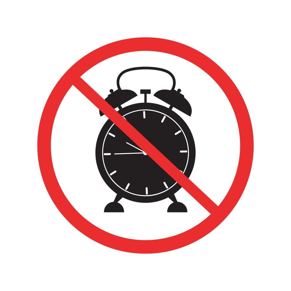 No alarm clock sign. Forbidden icon. Vector illustration