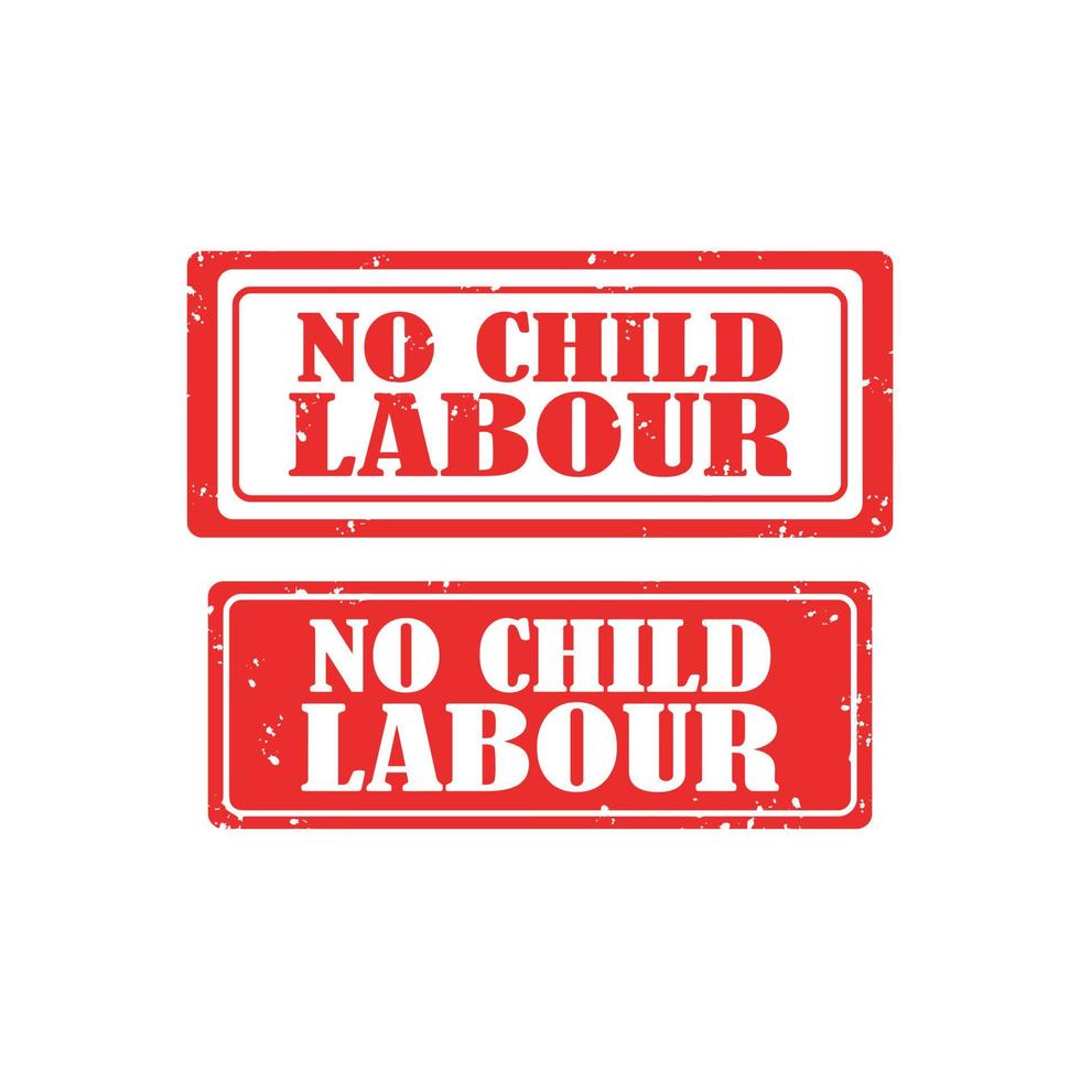 No child labour grunge rubber stamp set on white background. vector