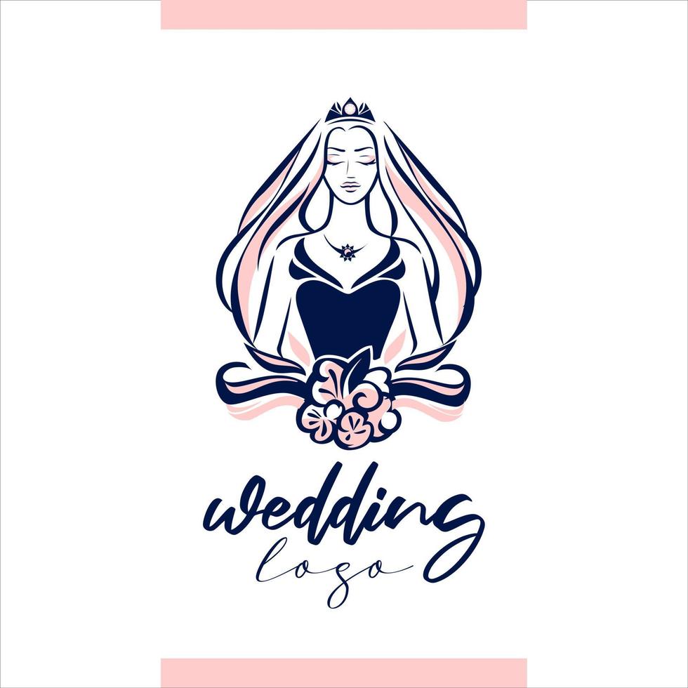un logo con una hermosa novia para una empresa de bodas. vector