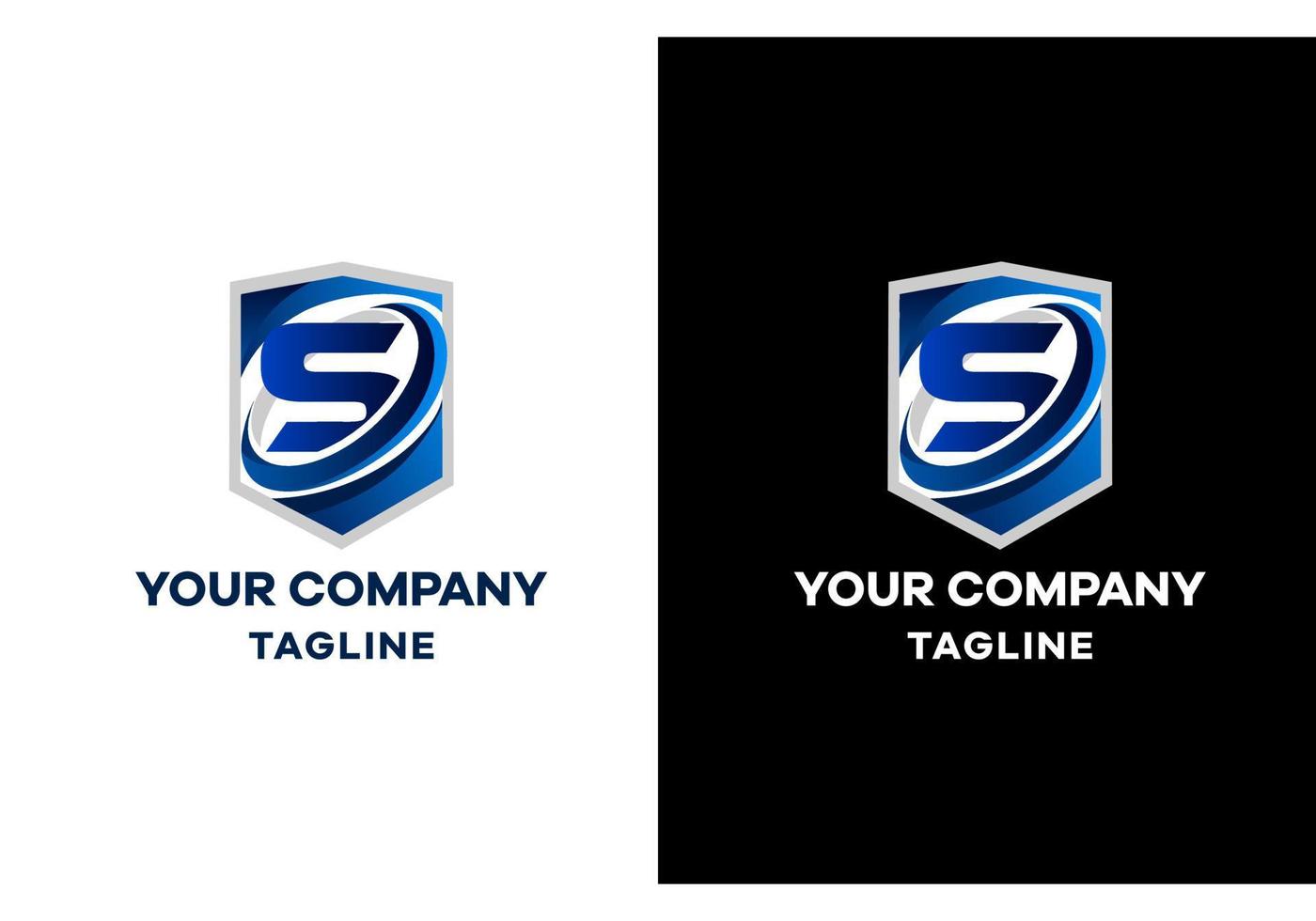 Logo for the company in the form of a shield and the letter S. modern style vector