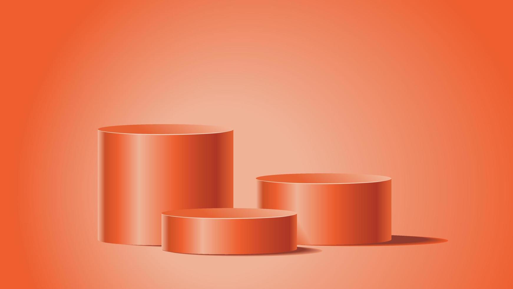 Orange product background stand or podium pedestal on empty display with pastel backdrops. 3D rendering. vector