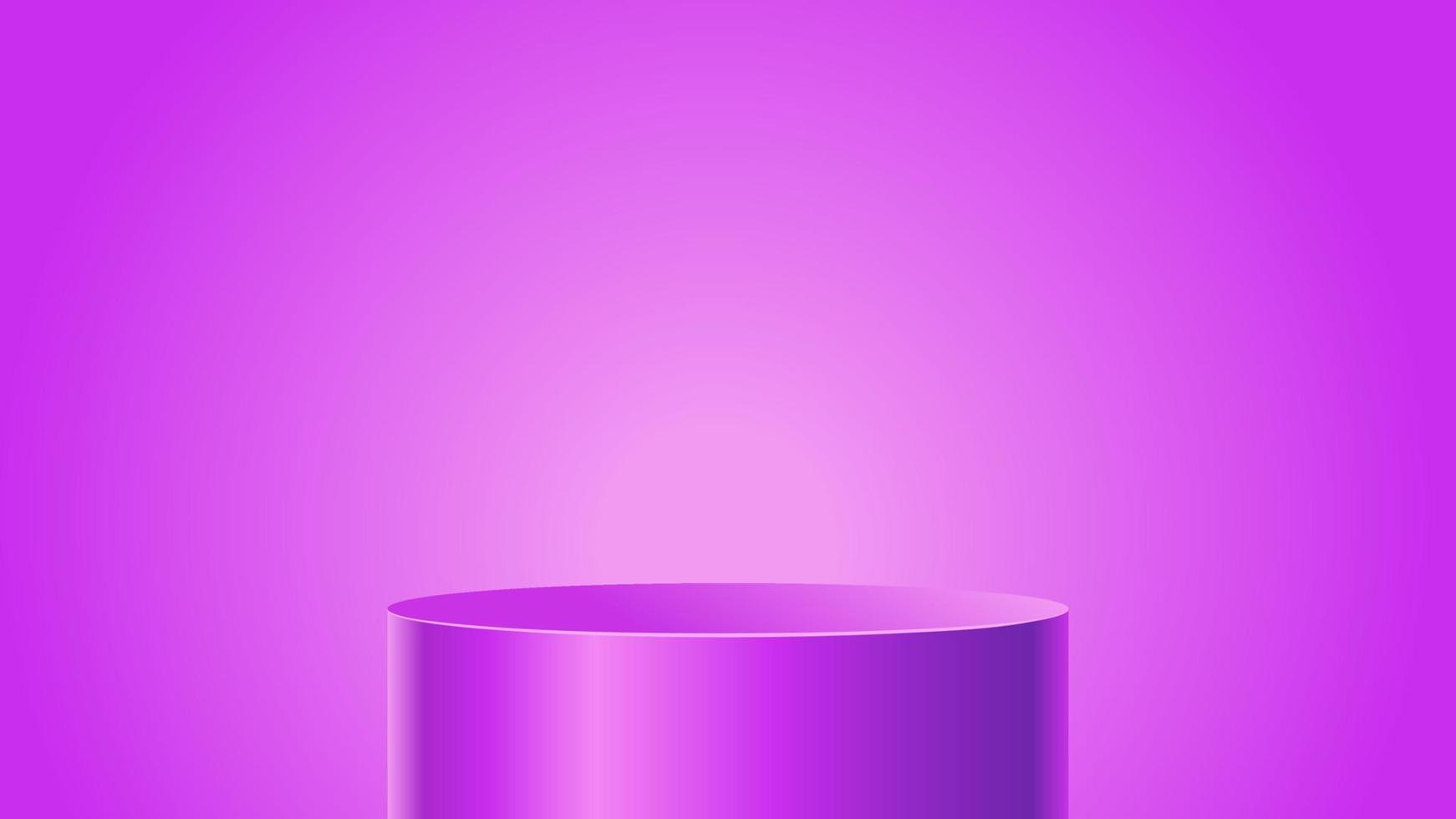 Purple product background stand or podium pedestal on empty display with glowing light backdrops vector background