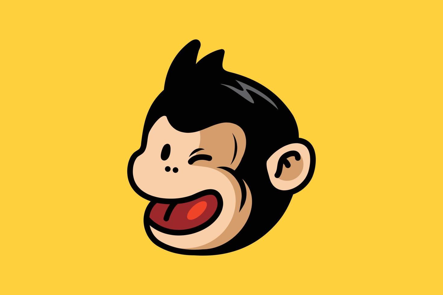 icono de ilustración de sonrisa de cabeza de mono vector