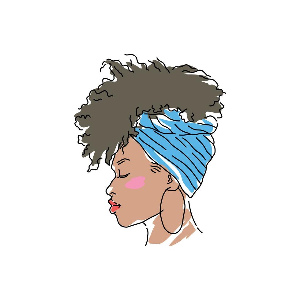 black woman curl hair style fashion illustration vector