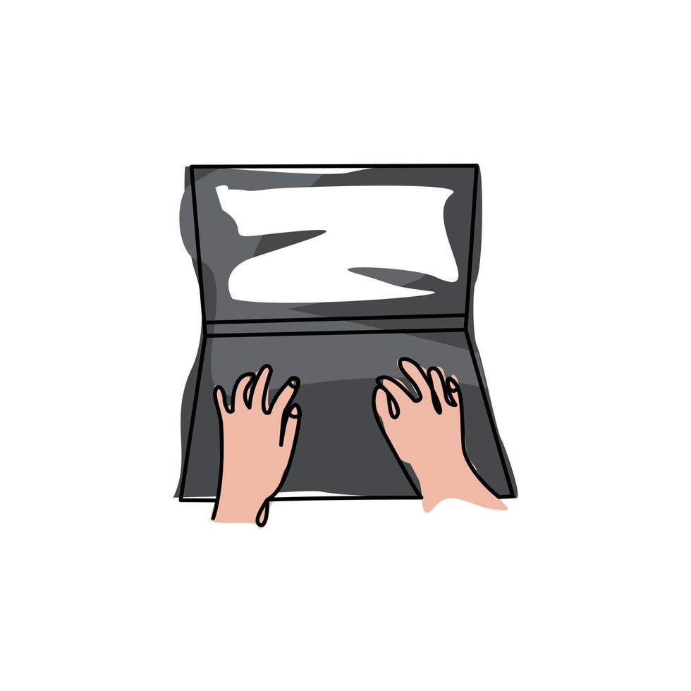 People typing on Laptop computer Office vector