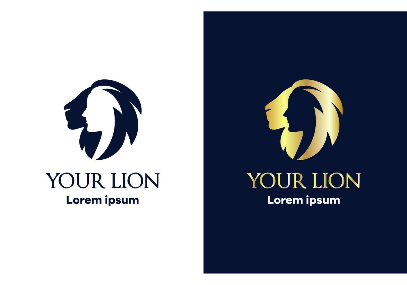 The logo is in the form of silhouettes of a lion and a man. Personal brand vector