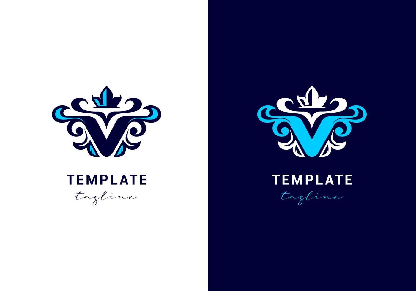 The logo is a monogram with the letter V. Elegant emblem, luxury vector