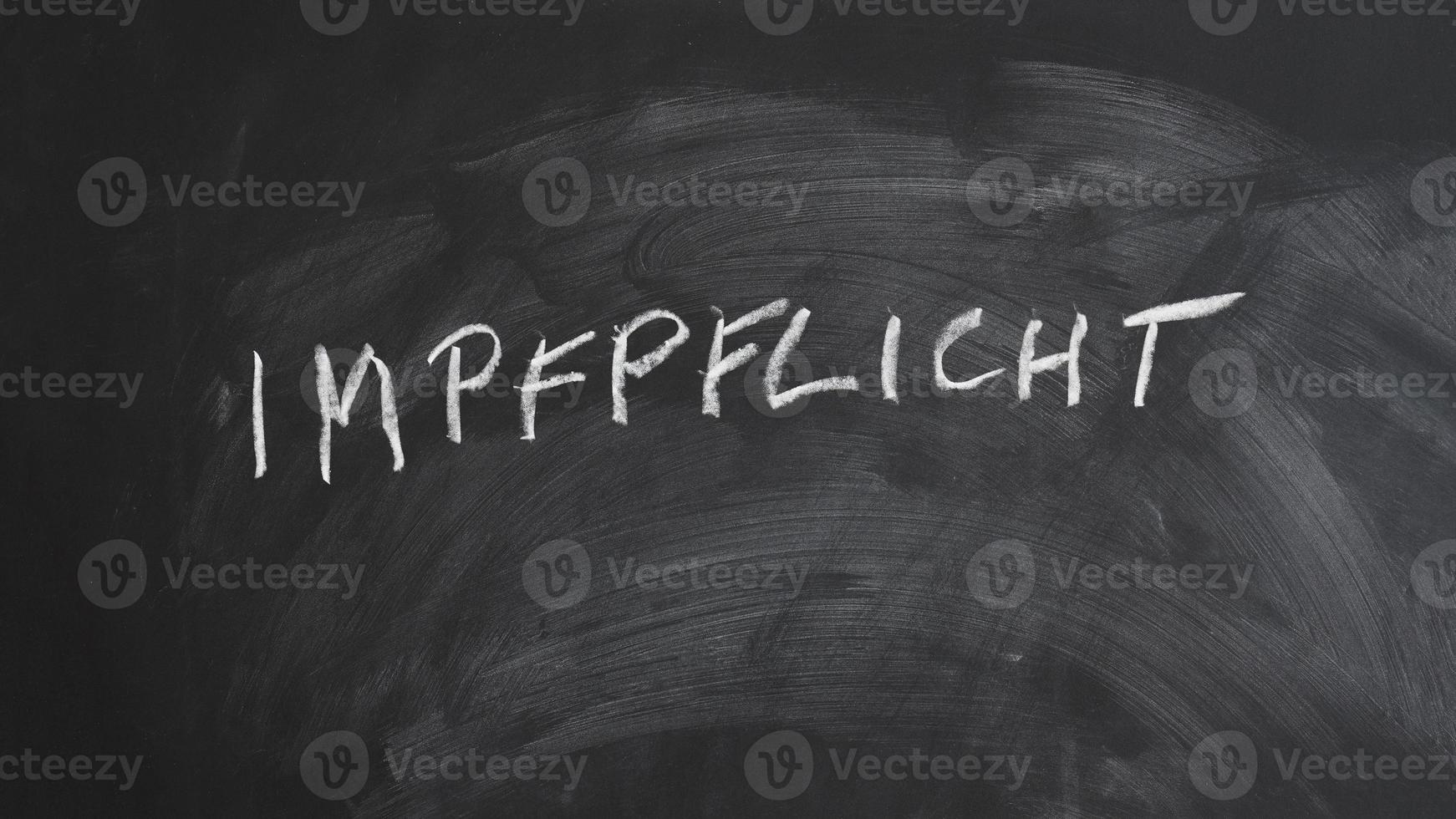 Impfpflicht translates as compulsory vaccination in German photo