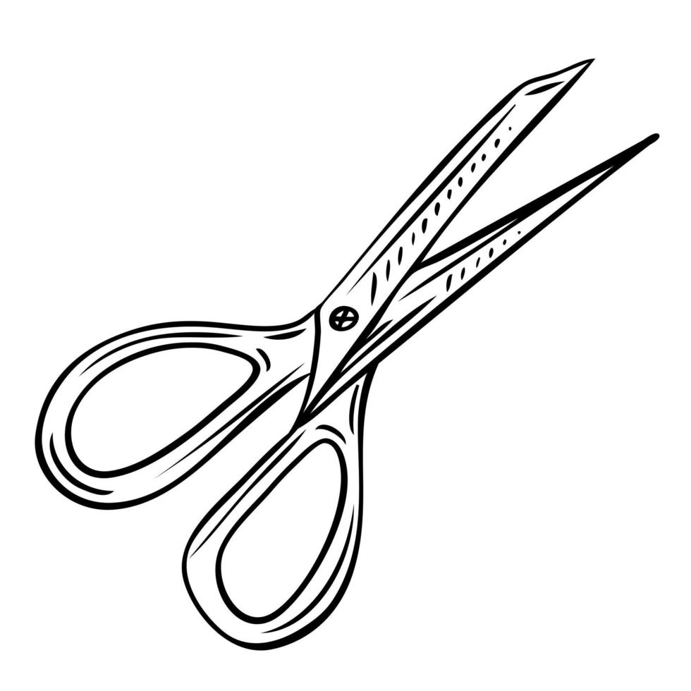 Scissors sewing element. Vector illustration on the theme of sewing, knitting and handmade.