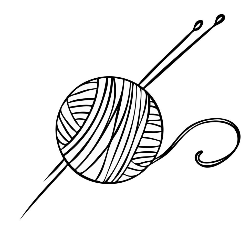 Yarn for knitting. Sewing and fashion designer tools. Vector ...