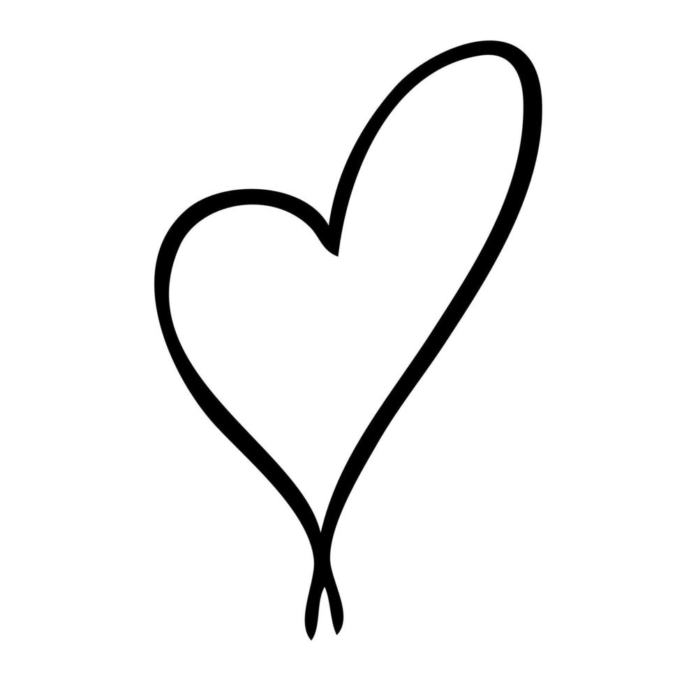 Simple hand drawn black line heart element. Vector illustration.