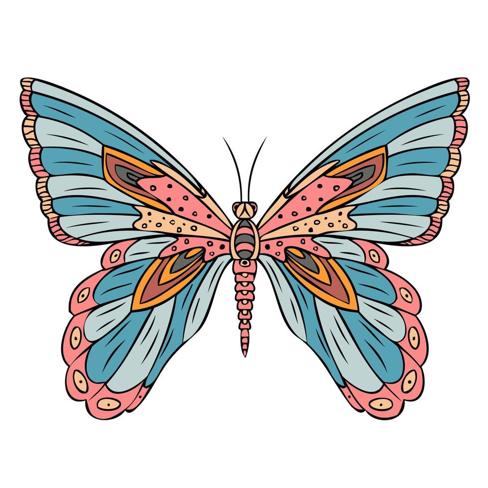 Colorful butterfly. Hand drawn vector illustration
