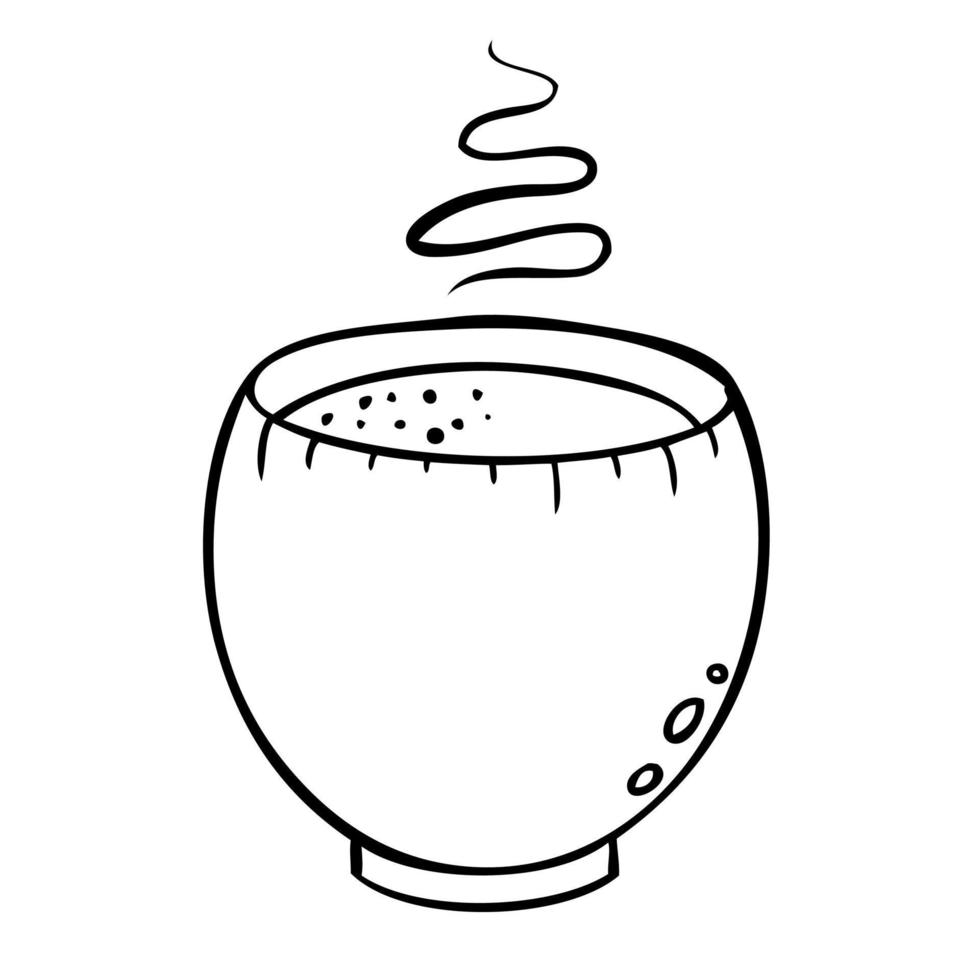 linda taza de bebida caliente. ilustración vectorial en estilo garabato. vector