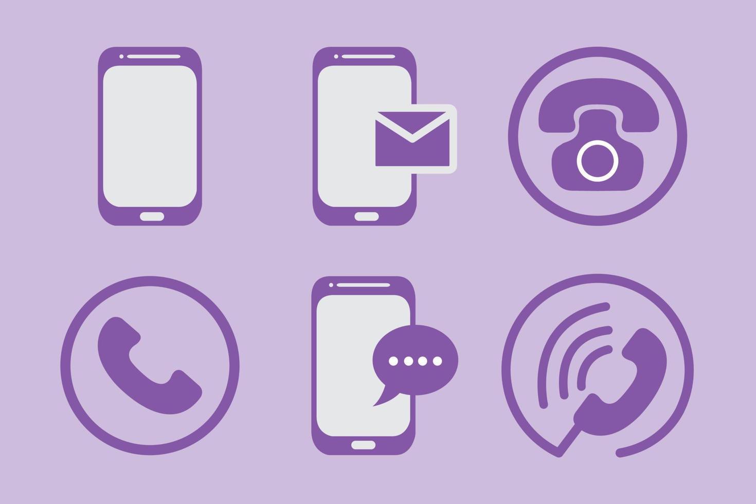purple mobile phone icon collection vector