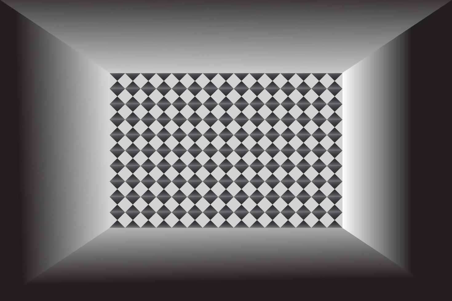 fondo de la habitación con cuadrados blancos y negros conectados a la pared vector