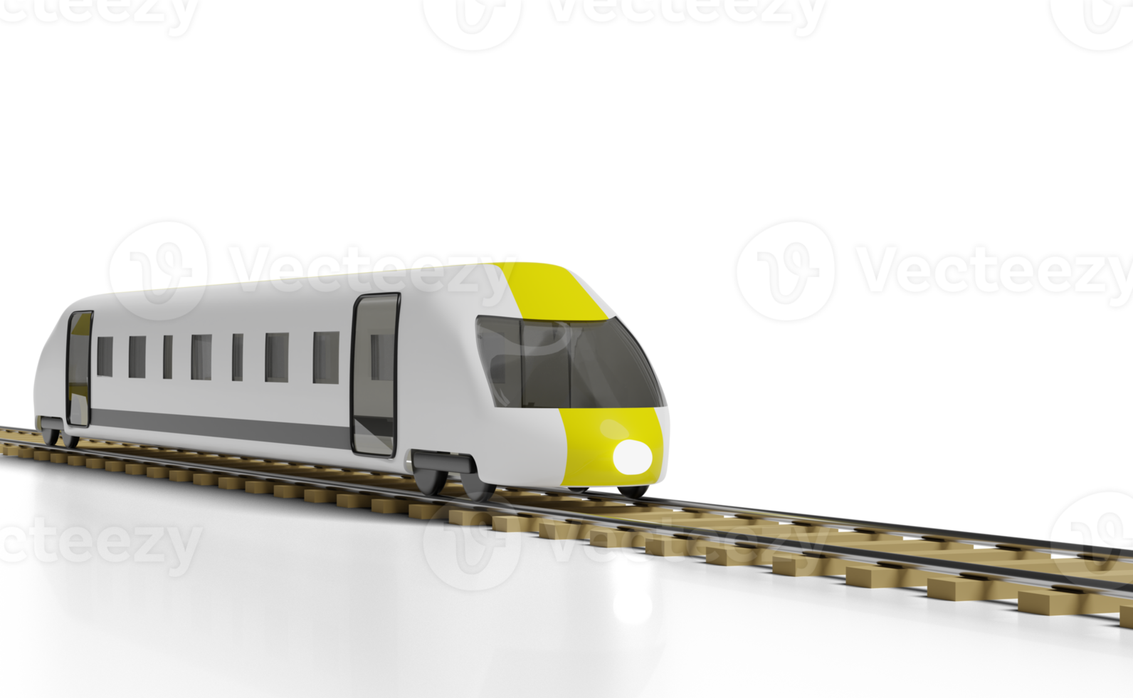 3d proiettile treno cartone animato con Ferrovia brani, cielo treno trasporto giocattolo, estate viaggio servizio, pianificazione viaggiatore turismo treno isolato. 3d rendere illustrazione png