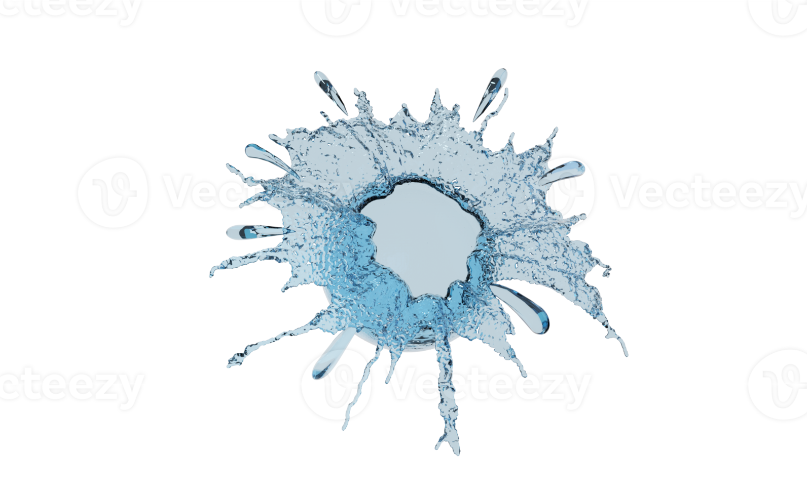 3d draaikolk Doorzichtig blauw water verspreide in de omgeving van, water plons transparant, geïsoleerd. 3d geven illustratie png