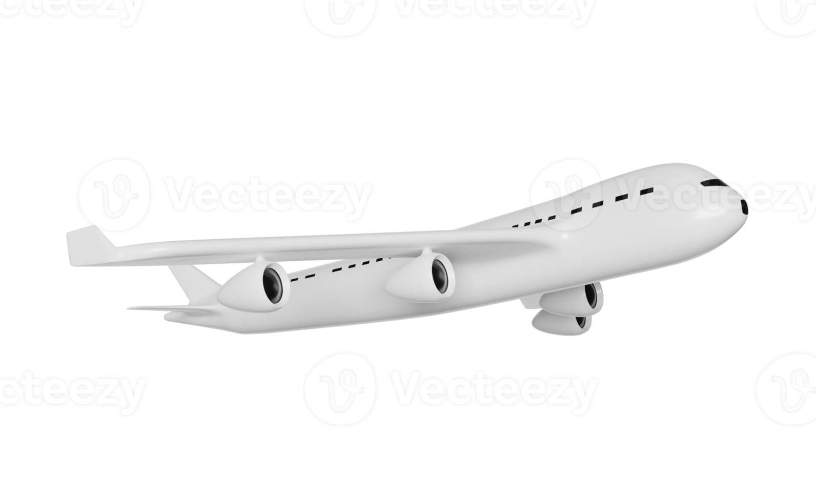 Flugzeug 3d isoliert. jet kommerzielles flugzeug, flugzeugreisekonzept, 3d-renderillustration png