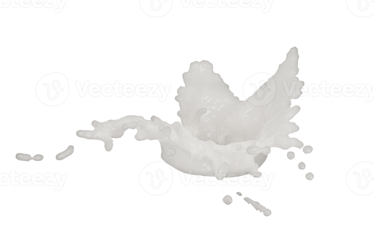 3D-Milch- oder Joghurt-Kräuselungsspritzer isoliert. 3D-Darstellung png