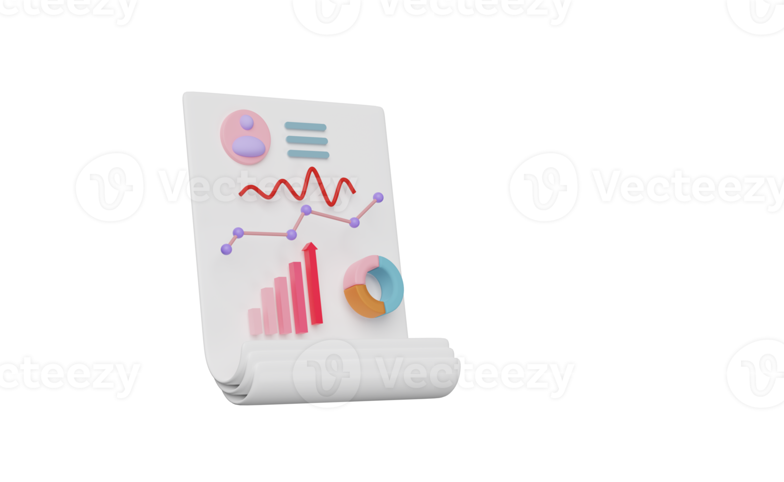 3d white clipboard checklist with personal data, charts, graph analysis business financial data isolated. business strategy, evaluate the performance concept, 3d render illustration png