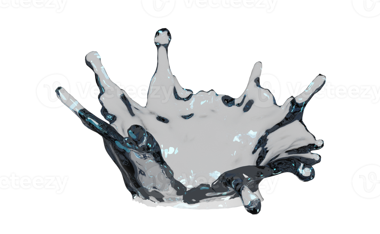 3d water plons transparant, Doorzichtig blauw water verspreide in de omgeving van geïsoleerd. 3d geven illustratie png