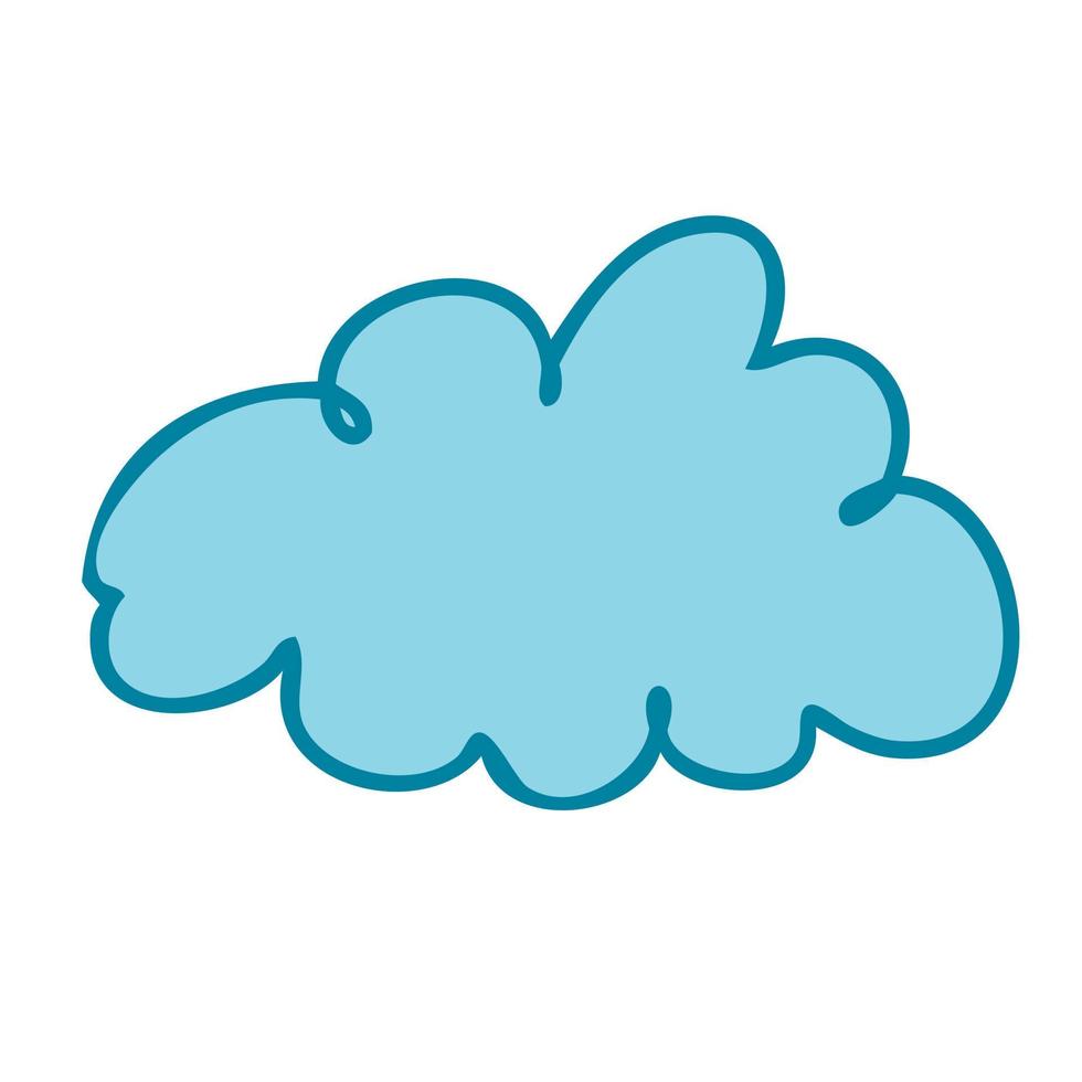 A small blue cloud with a stroke. Vector illustration in hand drawn style.