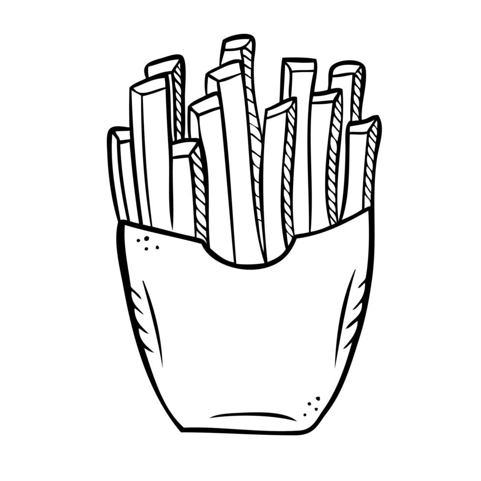 Fast food french fries. Vector illustration in doodle style.