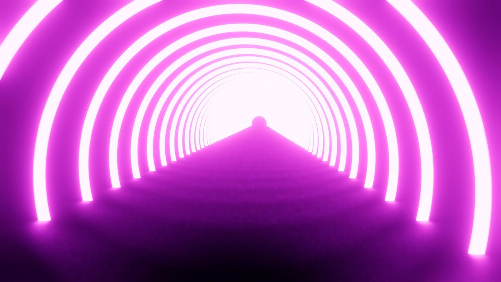 Túnel circular de neón rosa 3d foto