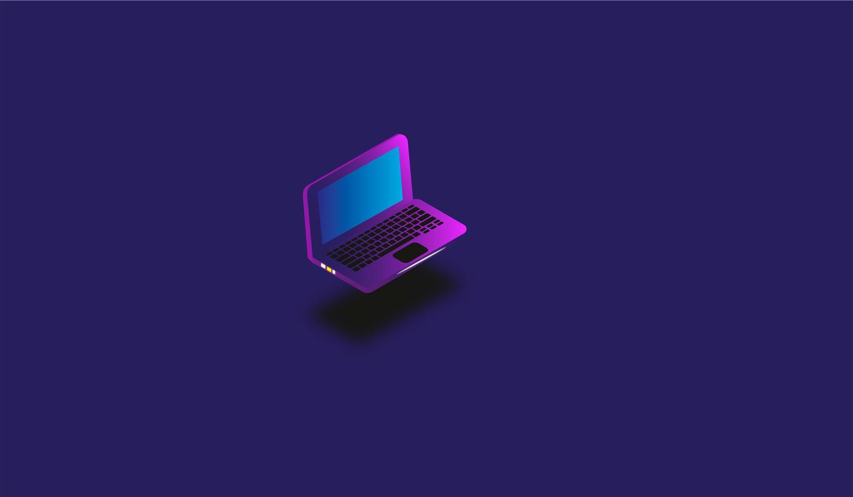 Isometric laptop illustration dark blue background photo