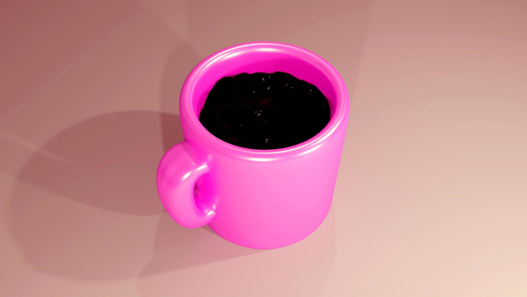 3d pink cup of coffee photo