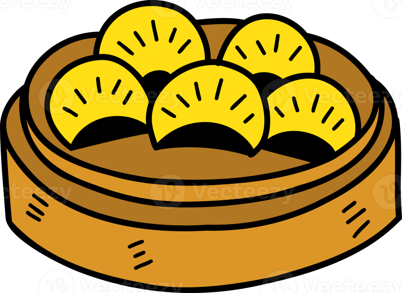 hand drawn dumplings placed on a plate illustration on transparent background png