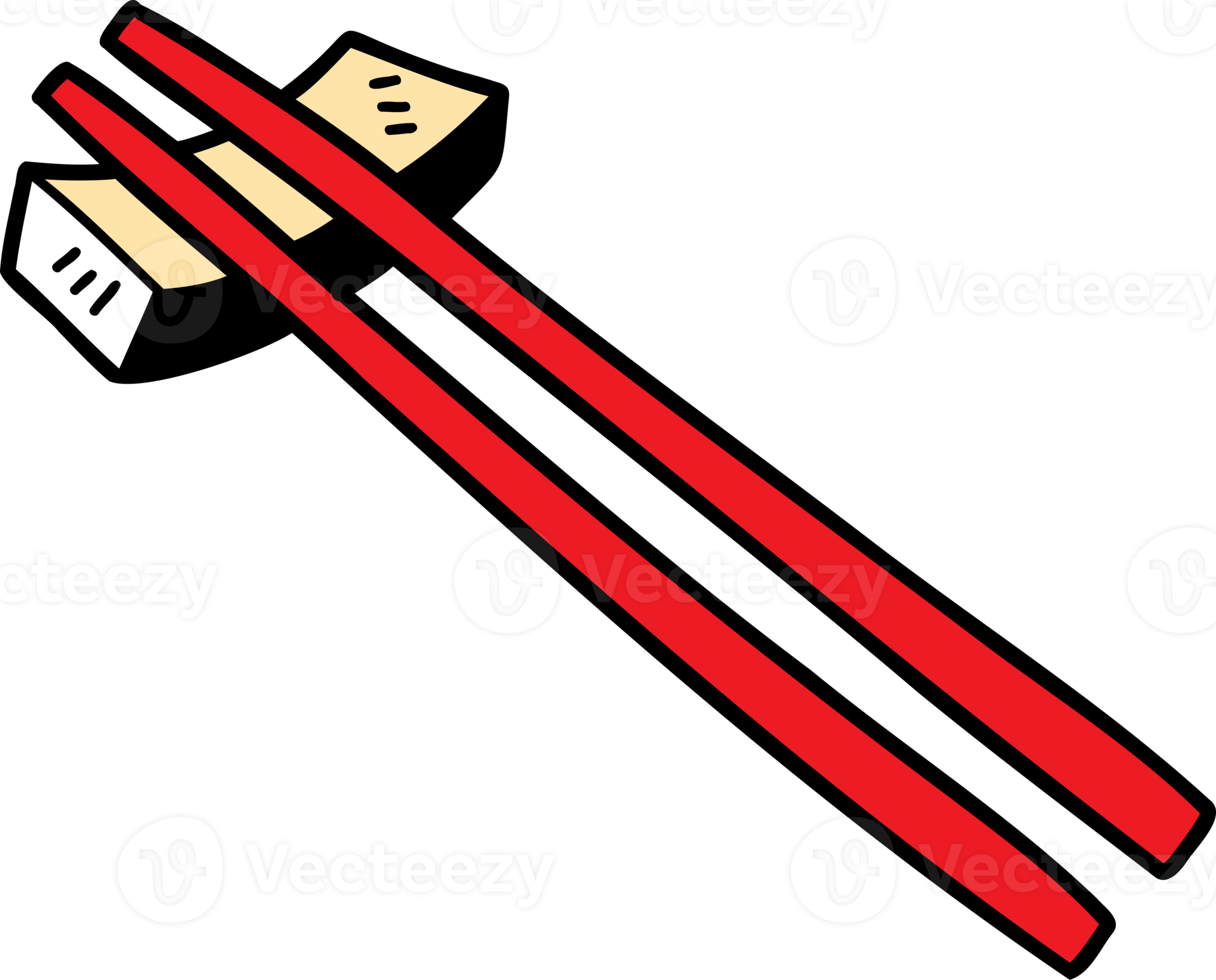 hand drawn chinese chopsticks illustration on transparent background