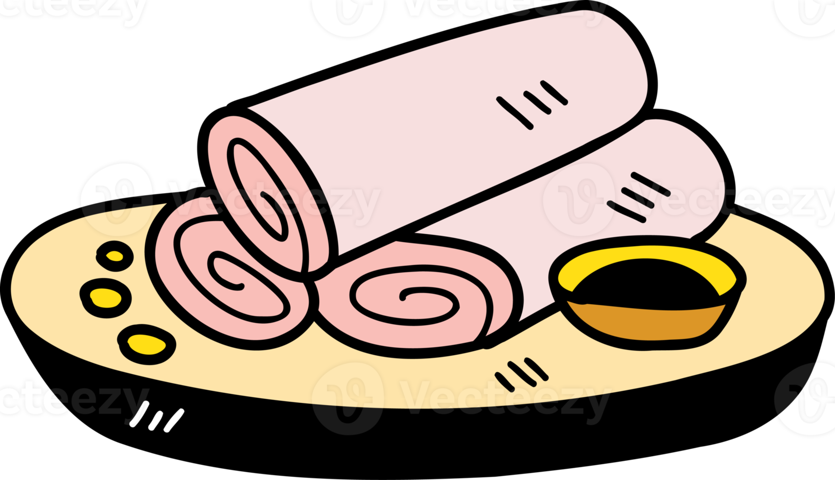 hand drawn dumplings placed on a plate illustration on transparent background png