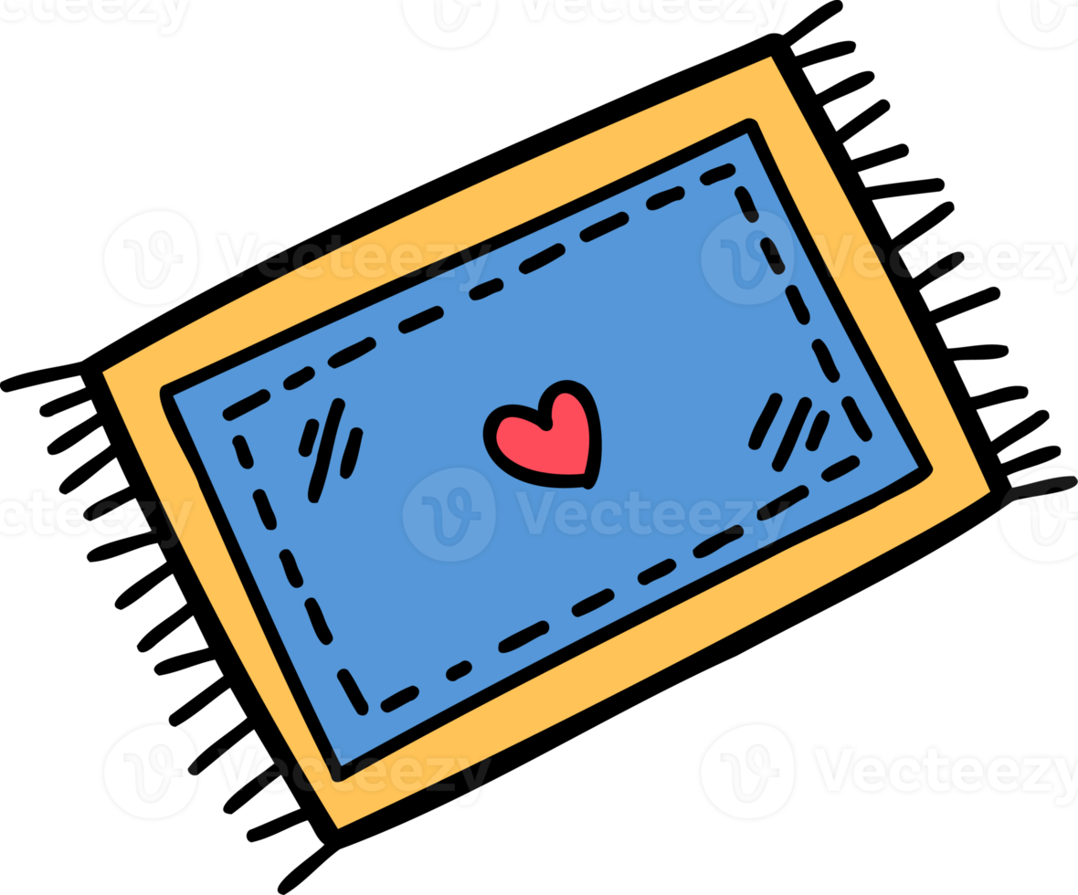 hand drawn heart shaped doormat illustration on transparent background png