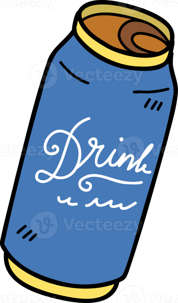 illustration de canette de bière dessinée à la main sur fond transparent png