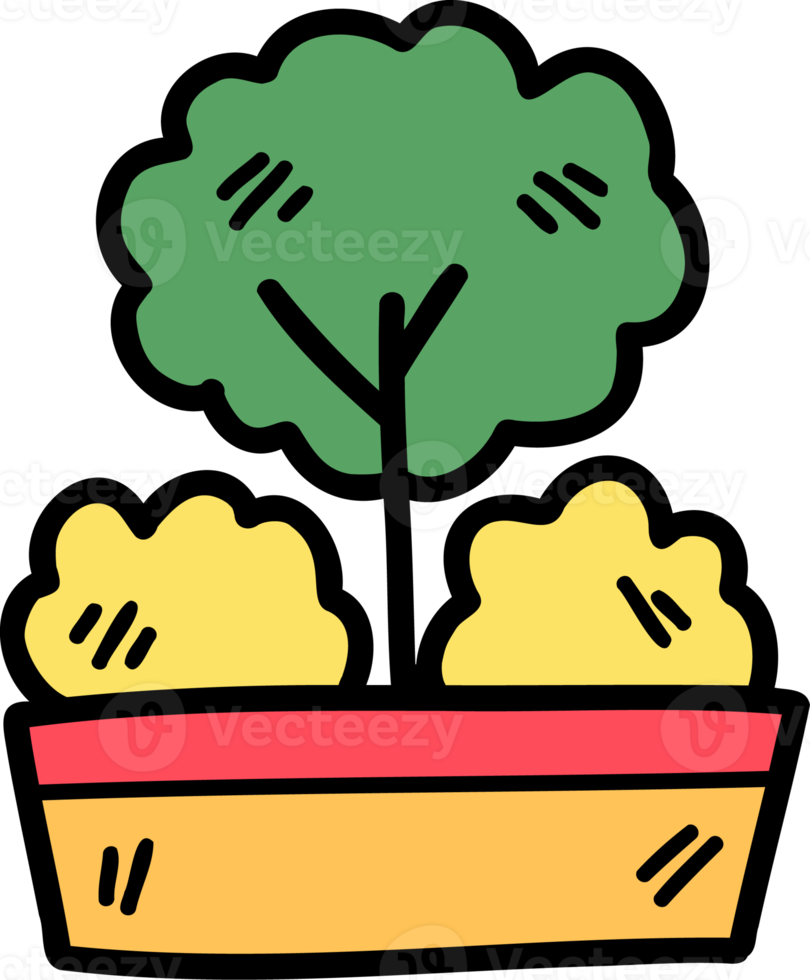 dibujado a mano linda ilustración de maceta de planta sobre fondo transparente png