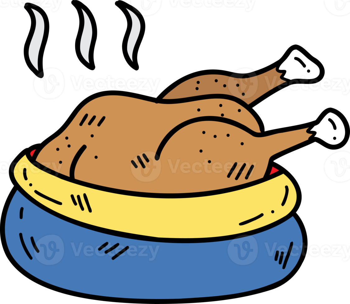 illustration de poulet grillé dessiné à la main sur fond transparent png