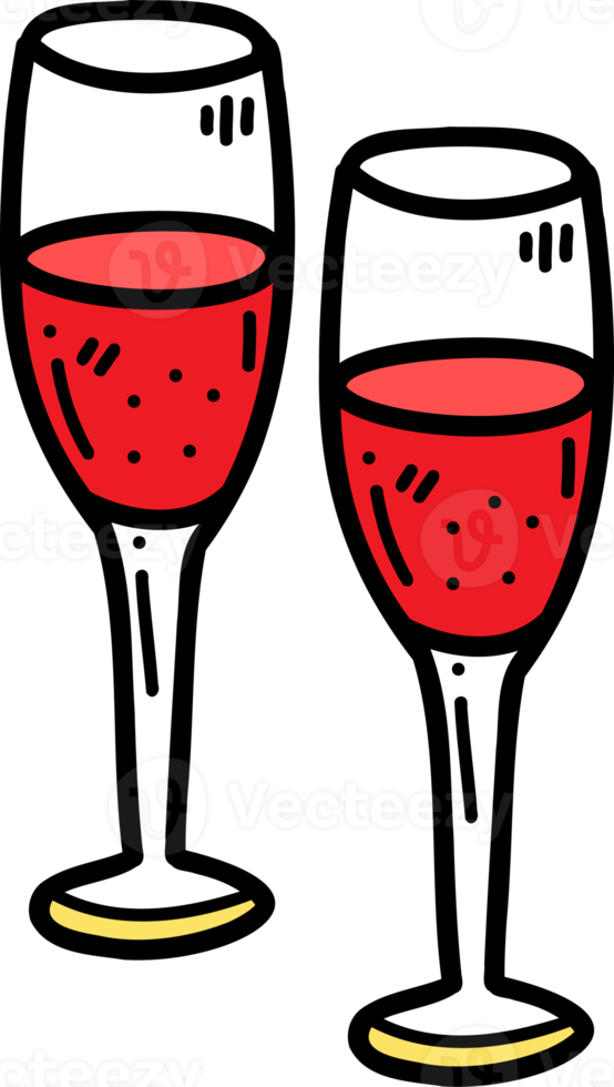 illustration de verre à vin dessiné à la main sur fond transparent png